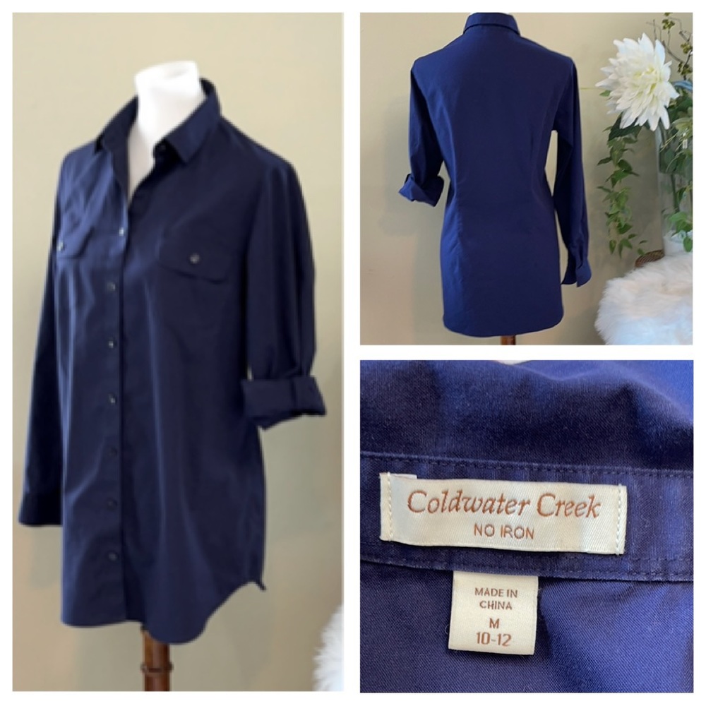 🌿Coldwater Creek No Iron Navy Tunic